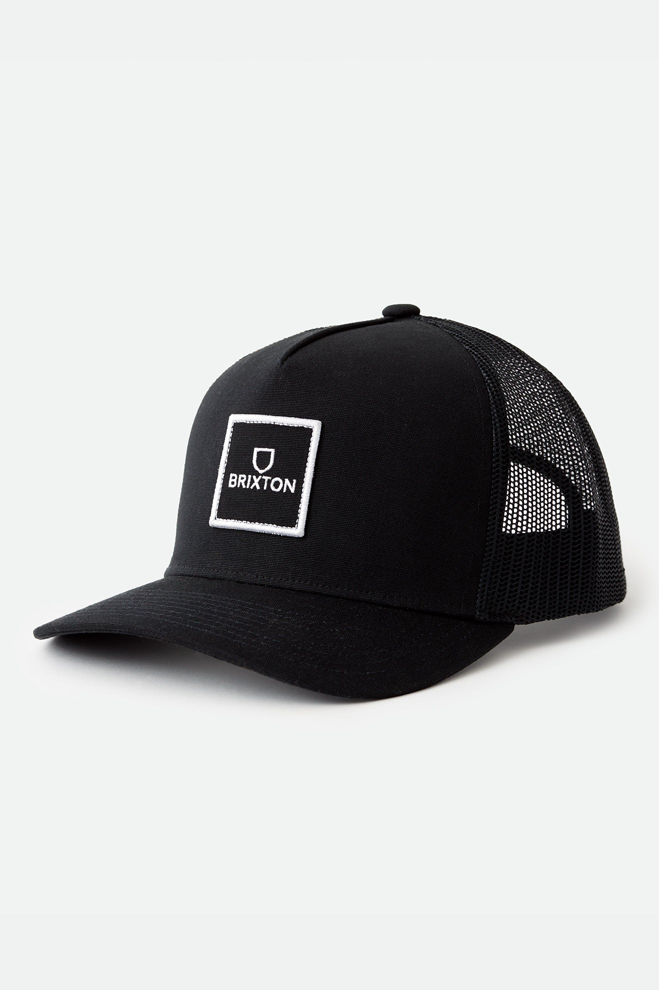 Brixton Alpha Block NetPlus MP Trucker Hat Men's Caps Black | 436LSNDAT