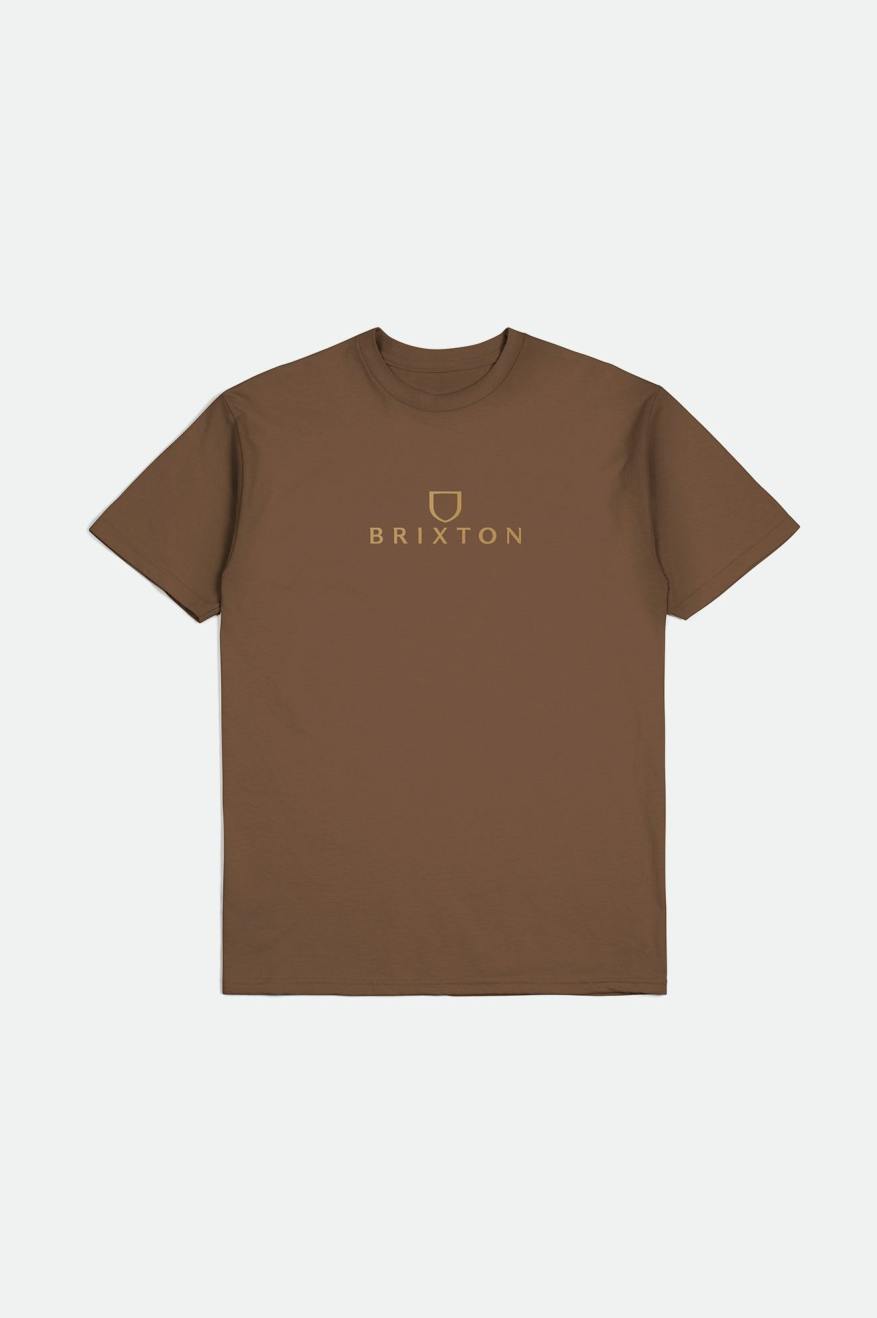 Brixton Alpha Thread S/S Standard Men's Tops Brown | 085DHLFEV