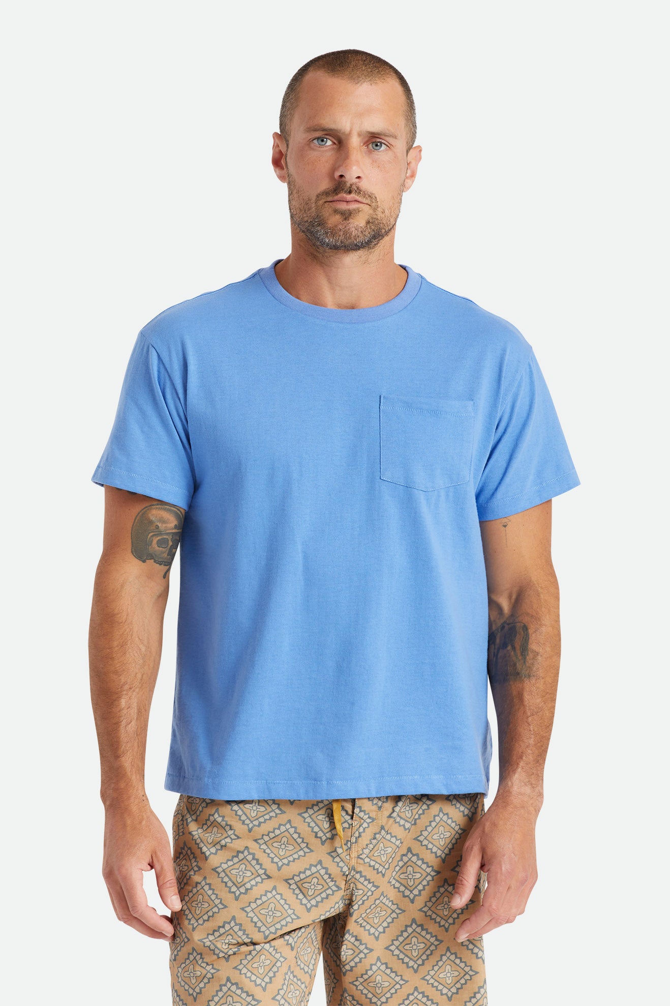 Brixton Basic S/S Pocket Men's Tops Blue | 916EQTAXB