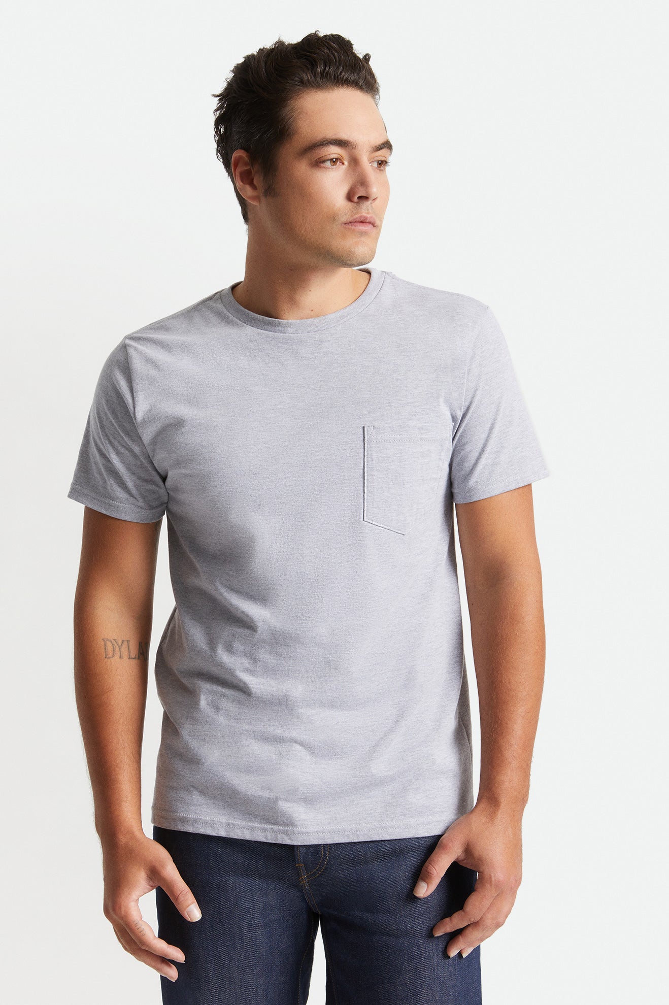 Brixton Basic S/S Pocket Men's Tops Grey | 145YJUKEX