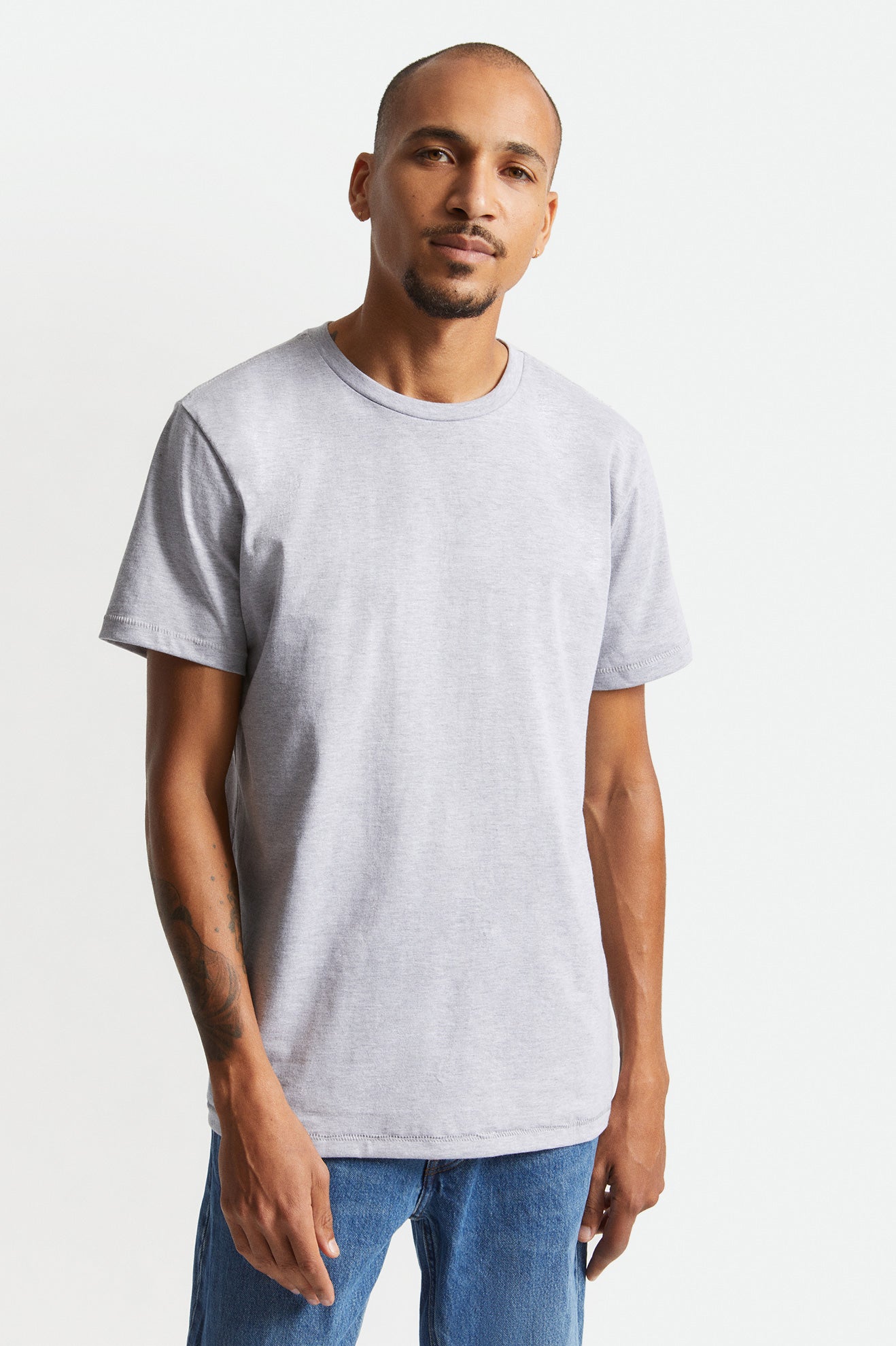 Brixton Basic S/S Tailored Men's Tops Grey | 849NLDMXH