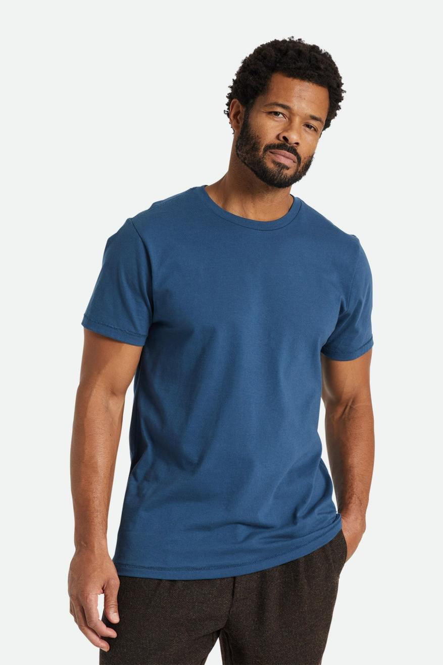 Brixton Basic S/S Tailored Men's Tops Turquoise | 289LQWYJT