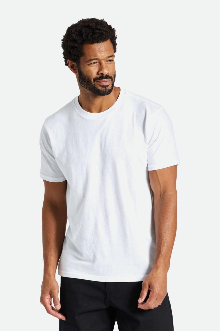 Brixton Basic S/S Tailored Men's Tops White | 148CVFQJG