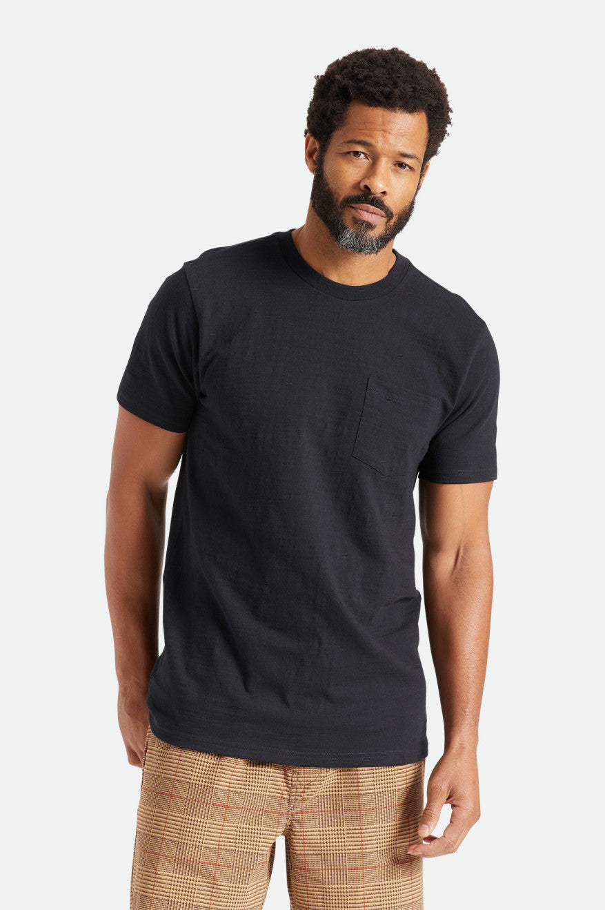 Brixton Basic Slub S/S Pocket Men's Tops Black | 348UCTOWP