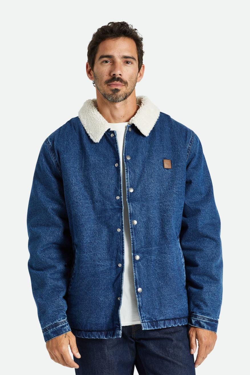 Brixton Beta Sherpa Lined Coaches Men's Jackets Indigo | 896SJAQUX