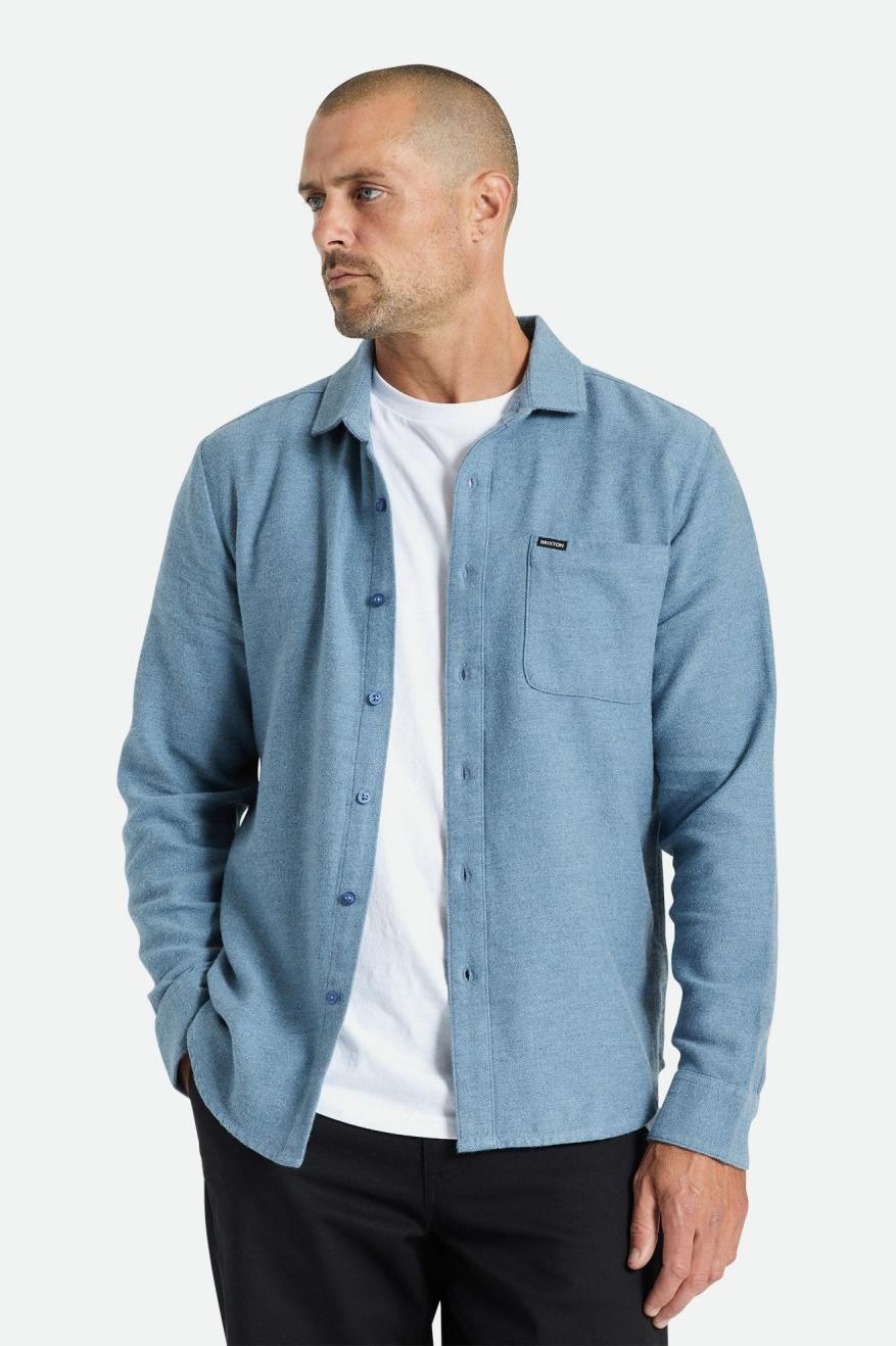 Brixton Bixby Reserve L/S Men's Flannels Blue | 461NXVGPO