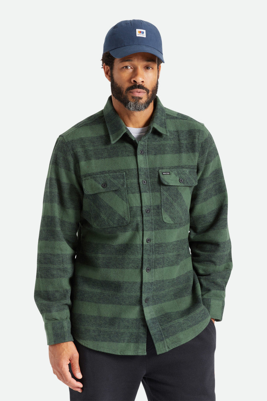 Brixton Bowery Heavy Weight L/S Men's Flannels Green | 104FBAYDC