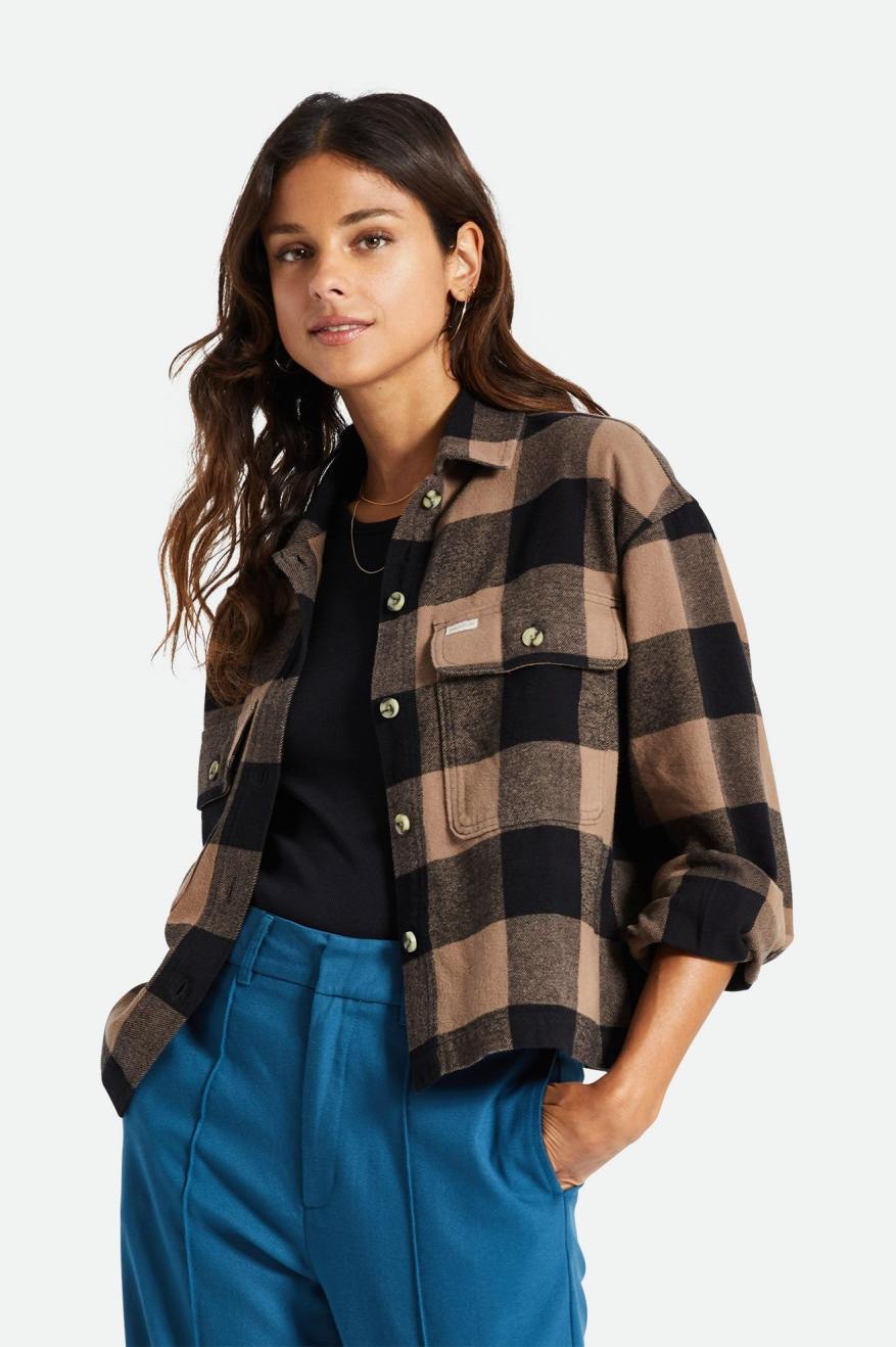 Brixton Bowery L/S Women's Flannels Black | 230OWCSEY