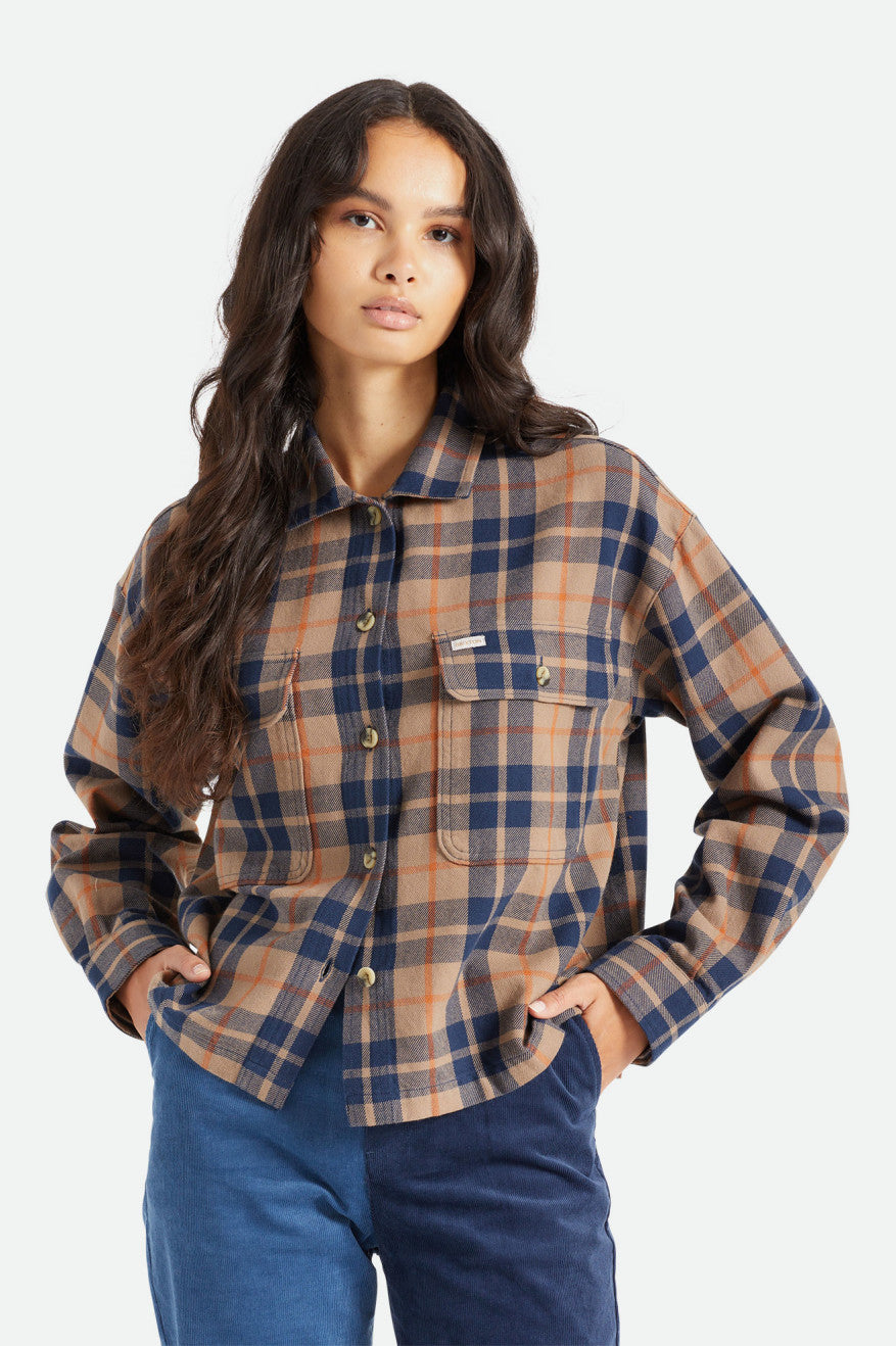 Brixton Bowery L/S Women's Flannels Deep Green | 713DQXLPZ