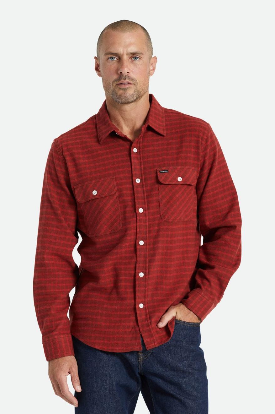 Brixton Bowery Stretch L/S Utility Men's Flannels Red | 136ASEQOH