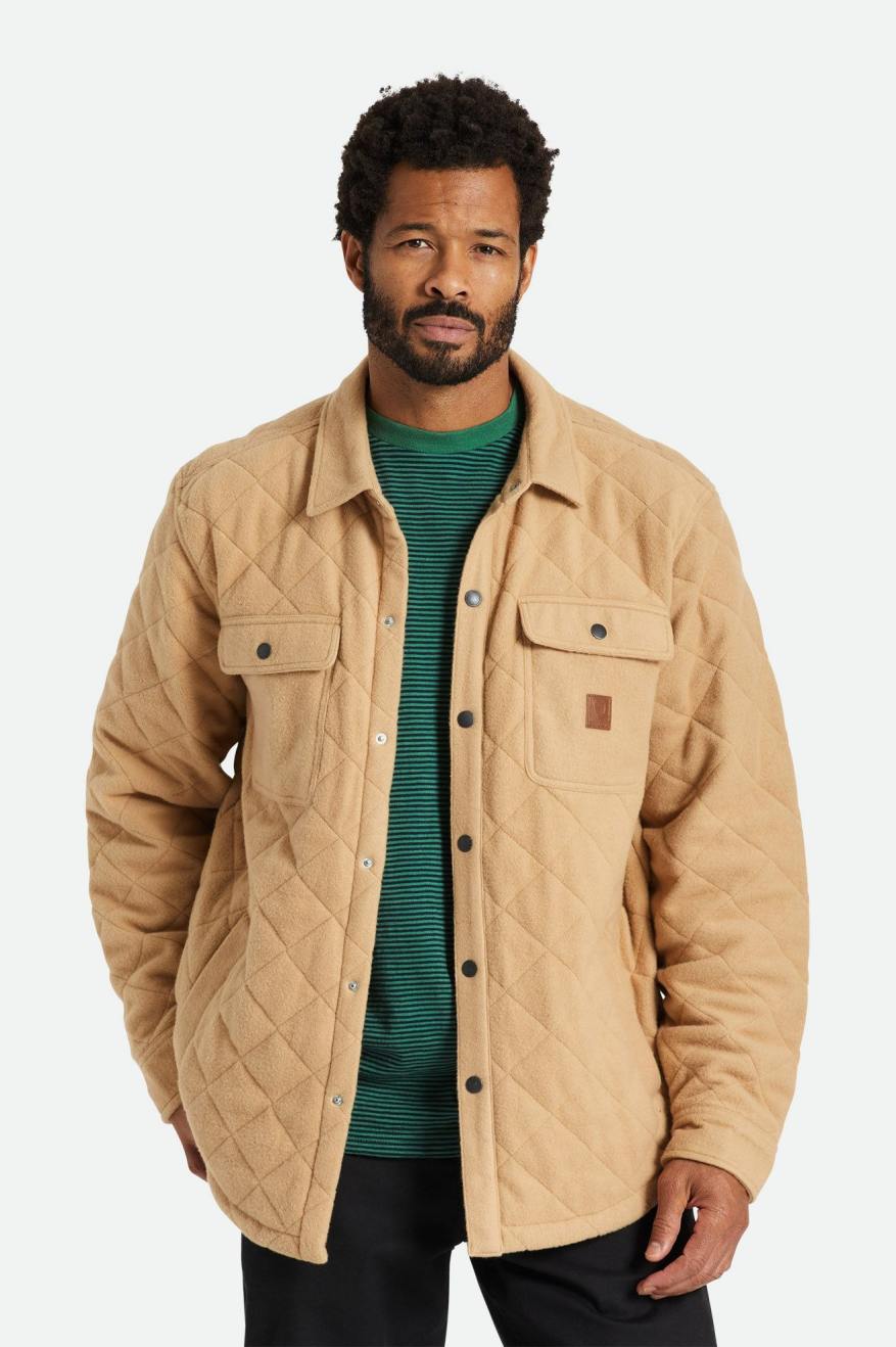 Brixton Cass Quilted Fleece Men's Jackets Beige | 435KBPCJU