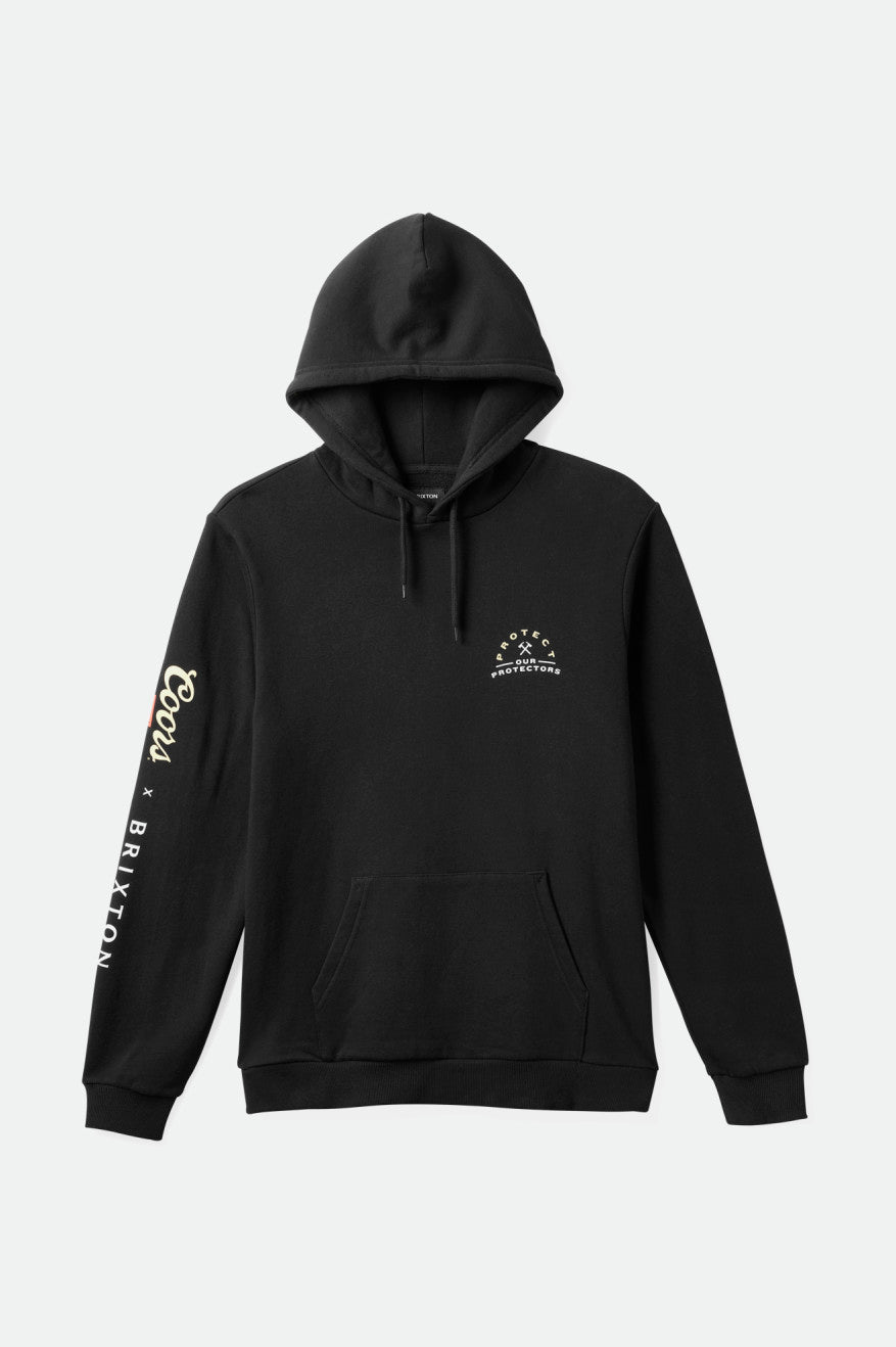 Brixton Coors Protector II Men's Hoodie Black | 823ZFPHIT