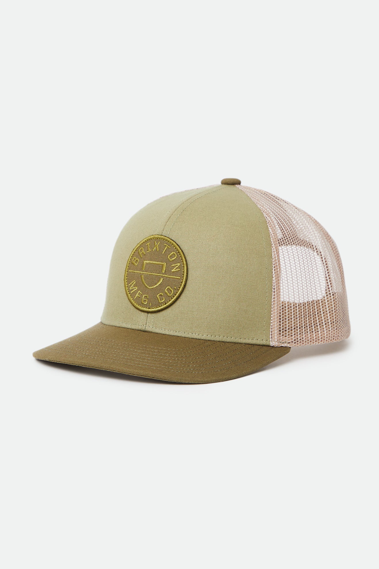 Brixton Crest NetPlus MP Mesh Cap Men's Caps Olive | 034MXEDCV