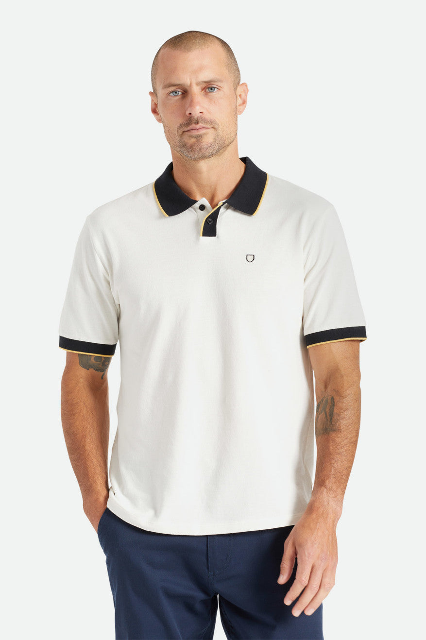 Brixton Proper S/S Polo Men's Knitwear White / Black | 872YOIVZR