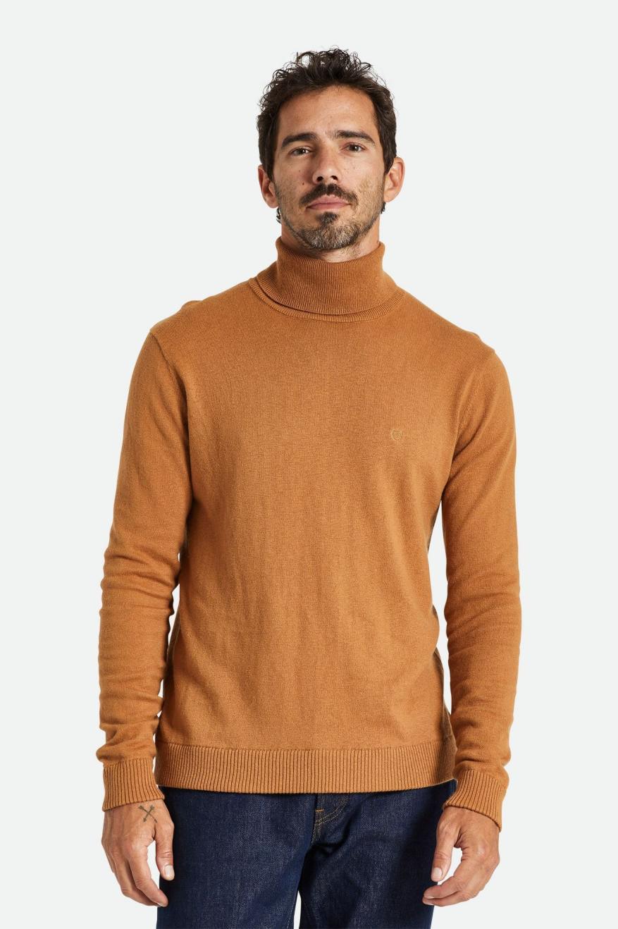 Brixton Reserve Cashmere L/S Turtleneck Men's Knitwear Brown | 514AHJKLY