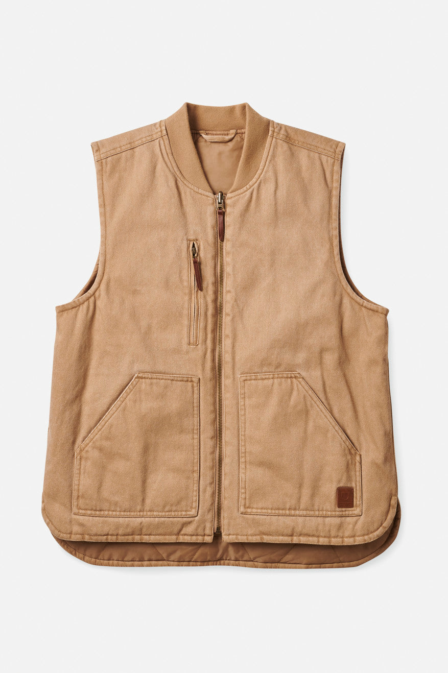 Brixton Abraham Reversible Vest Men's Jackets Beige | 314SLCFPU