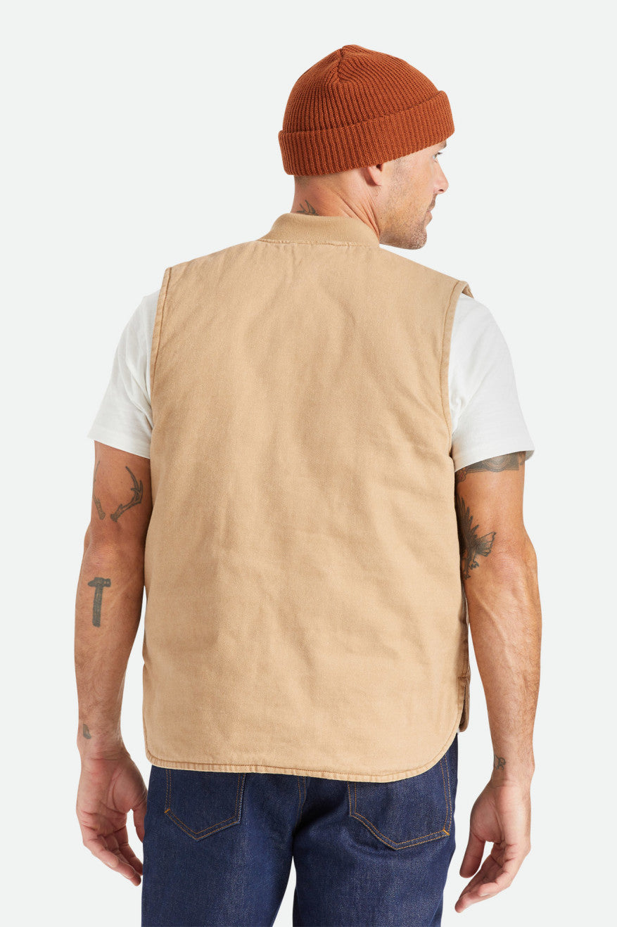 Brixton Abraham Reversible Vest Men's Jackets Beige | 314SLCFPU