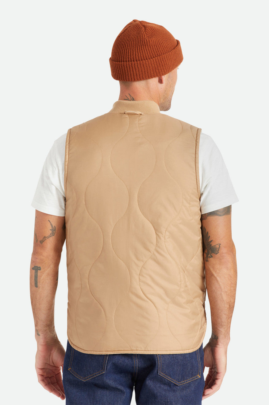 Brixton Abraham Reversible Vest Men's Jackets Beige | 314SLCFPU