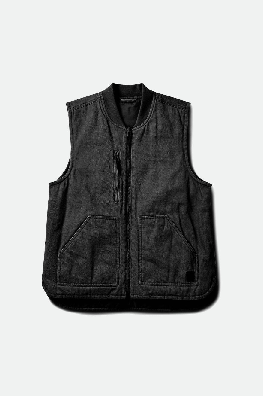 Brixton Abraham Reversible Vest Men's Jackets Black | 630QSJXDM