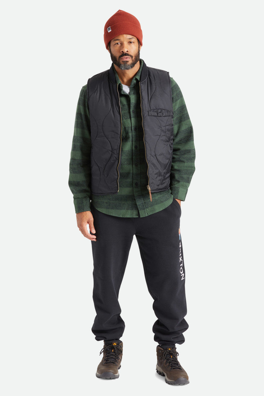 Brixton Abraham Reversible Vest Men's Jackets Black | 630QSJXDM