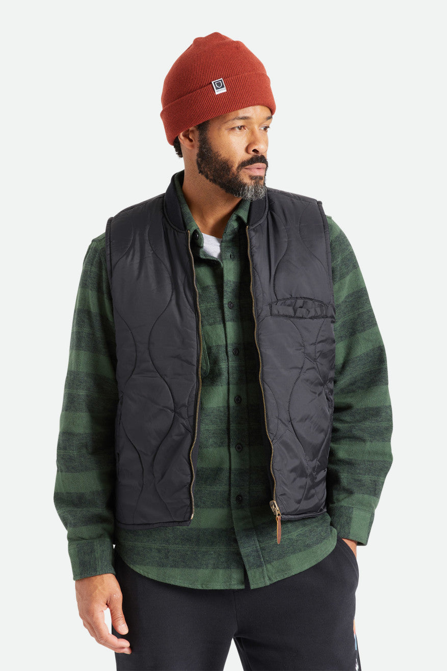 Brixton Abraham Reversible Vest Men's Jackets Black | 630QSJXDM