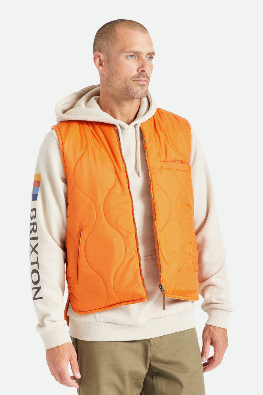 Brixton Abraham Reversible Vest Men\'s Jackets Orange | 752ACFSRW