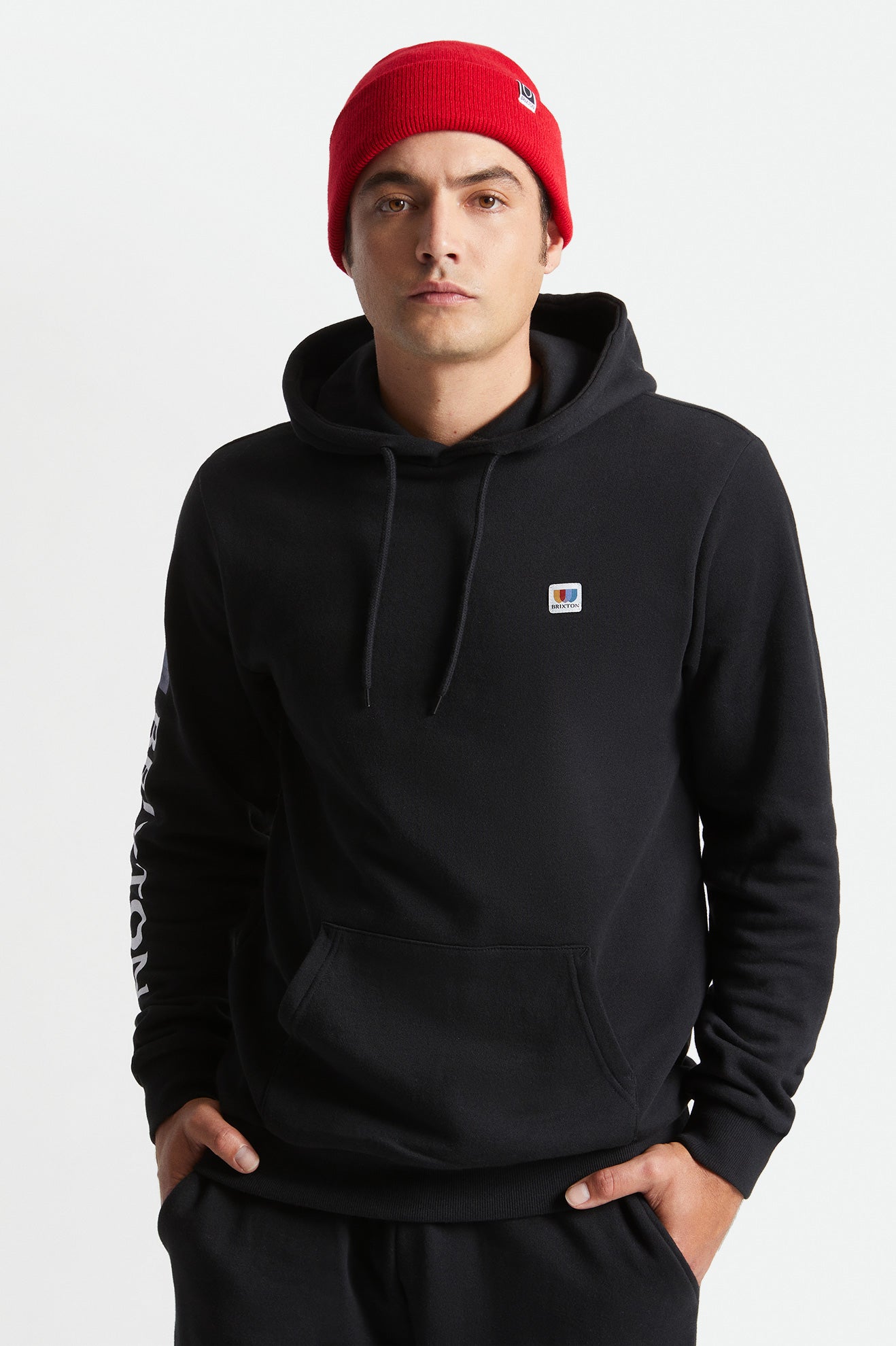 Brixton Alton Men\'s Hoodie Black | 936HQASTK