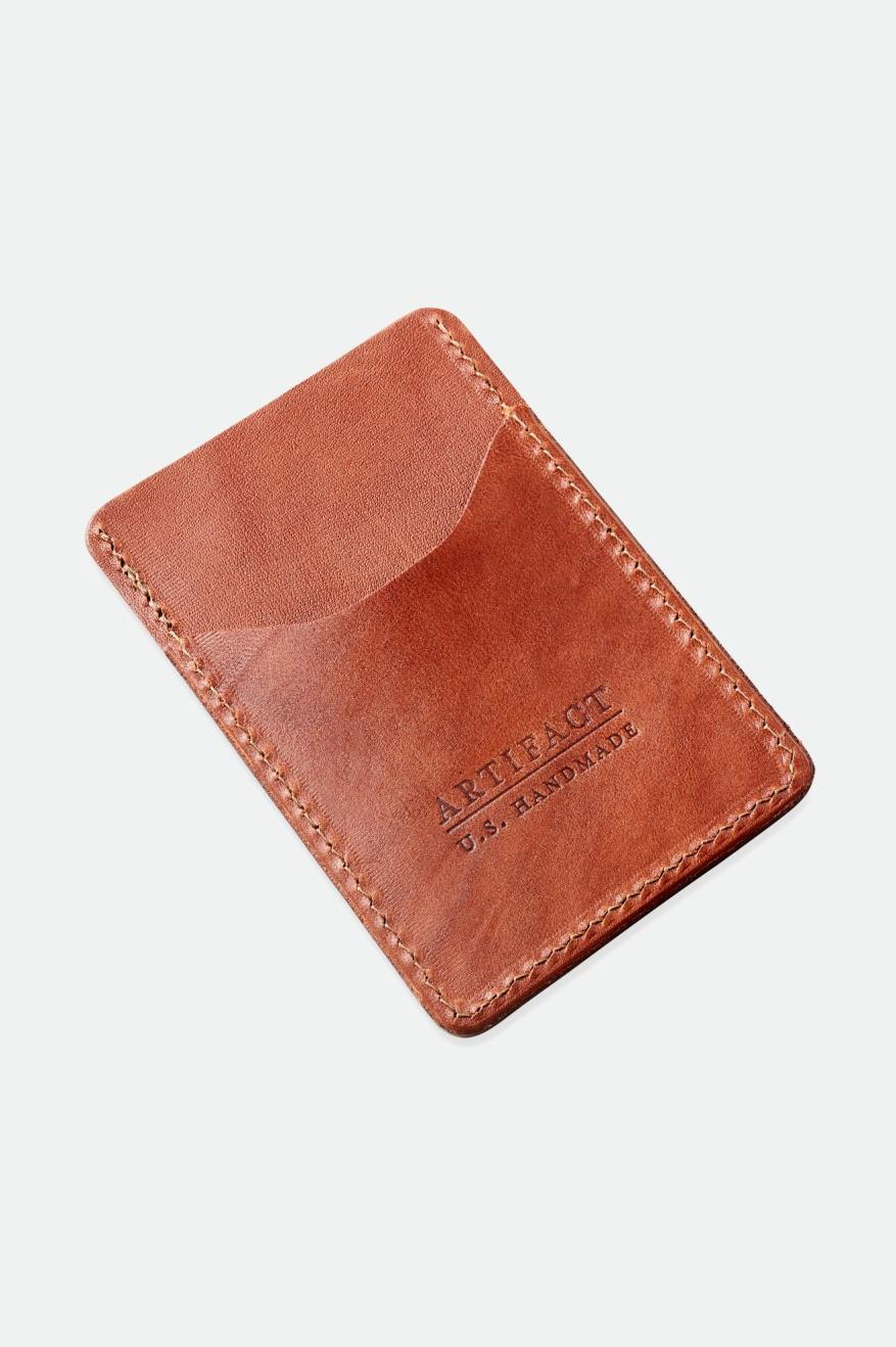 Brixton Artifact Leather Card Holder Wallet Unisex Accessories Brown | 895CNTGID