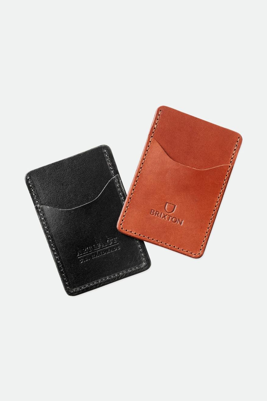 Brixton Artifact Leather Card Holder Wallet Unisex Accessories Brown | 895CNTGID