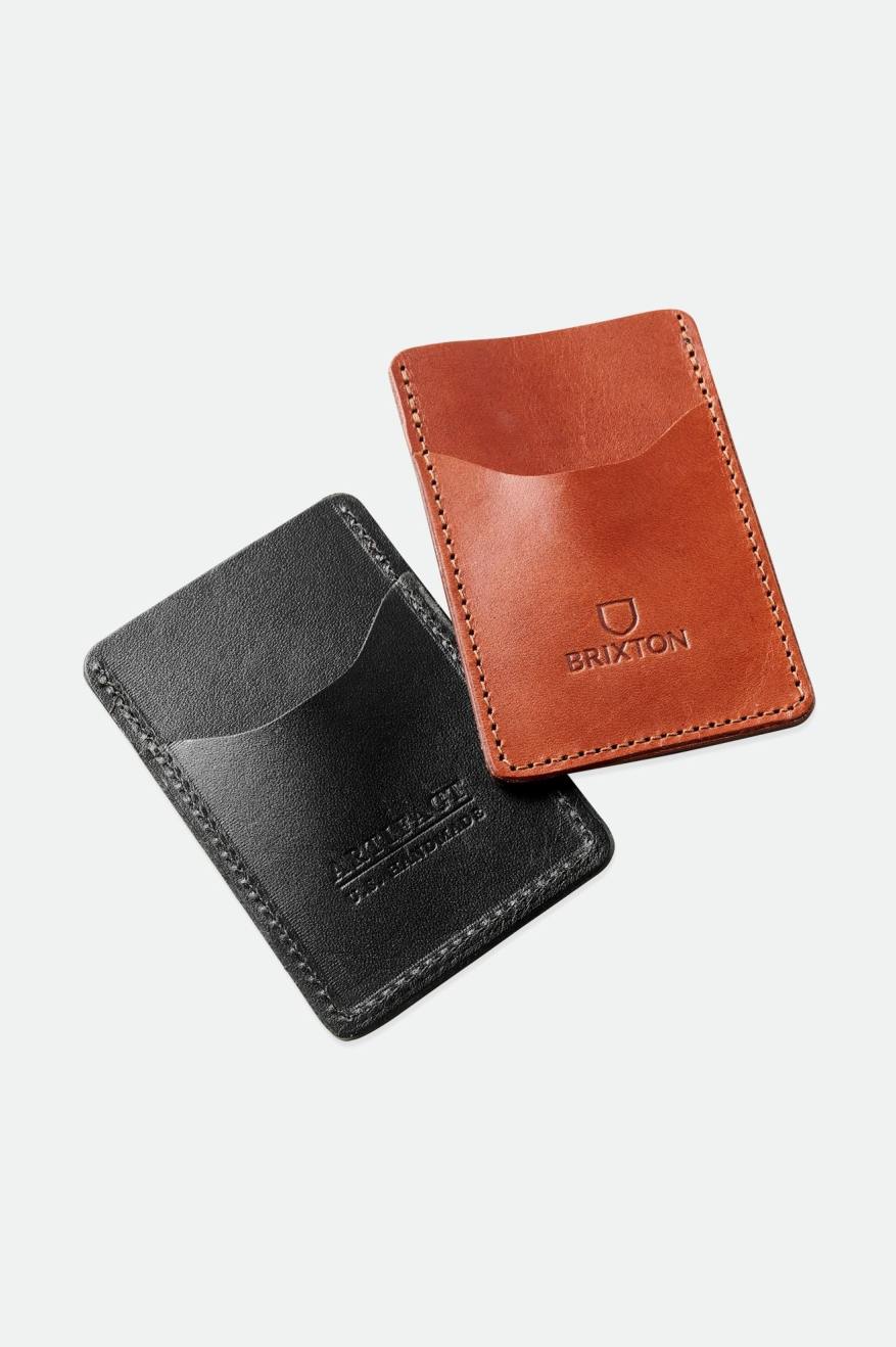 Brixton Artifact Leather Card Holder Wallet Unisex Accessories Black | 908SUOGTR