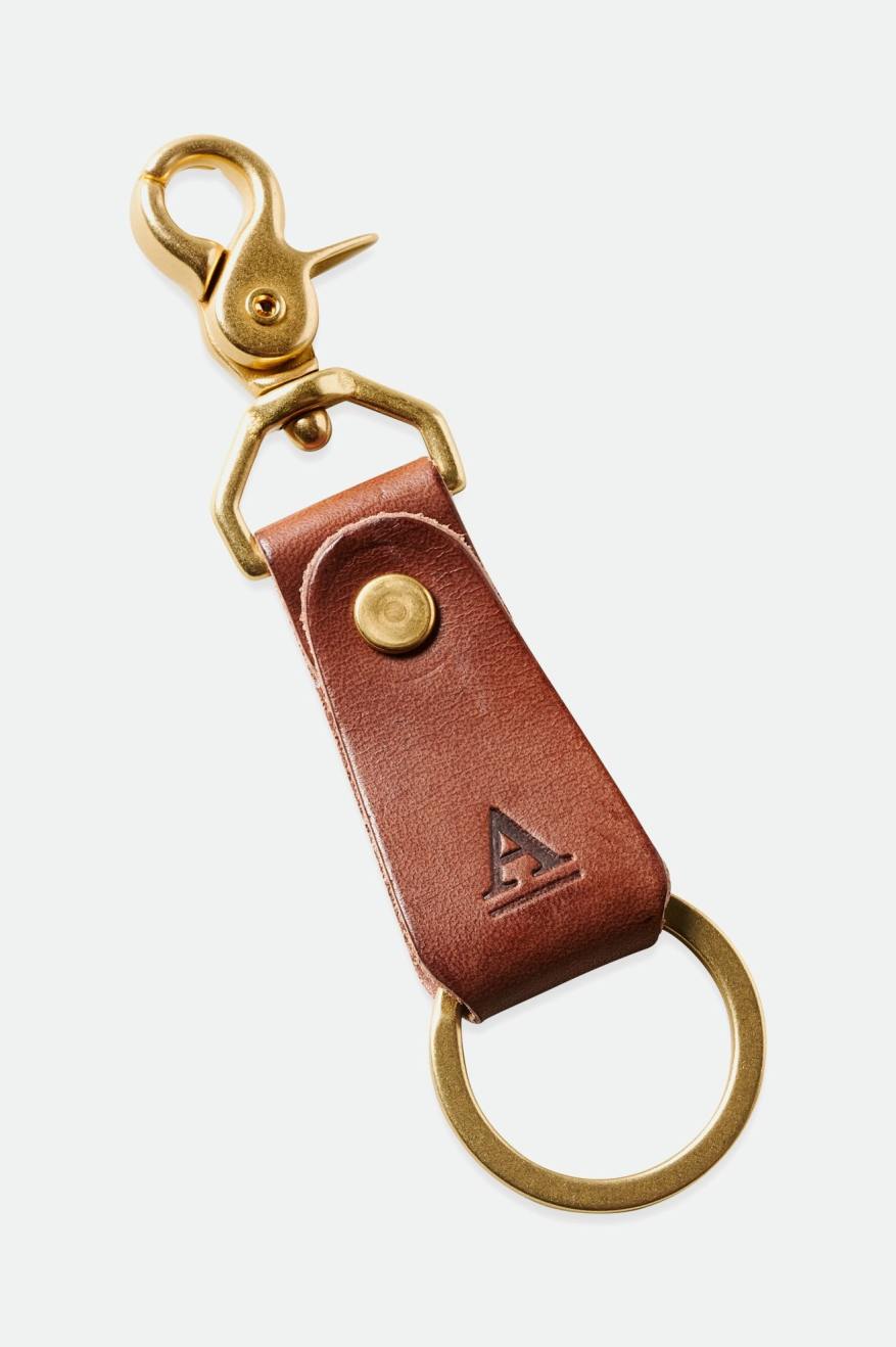 Brixton Artifact Leather Key Clip Unisex Accessories Brown | 295IXGMDK