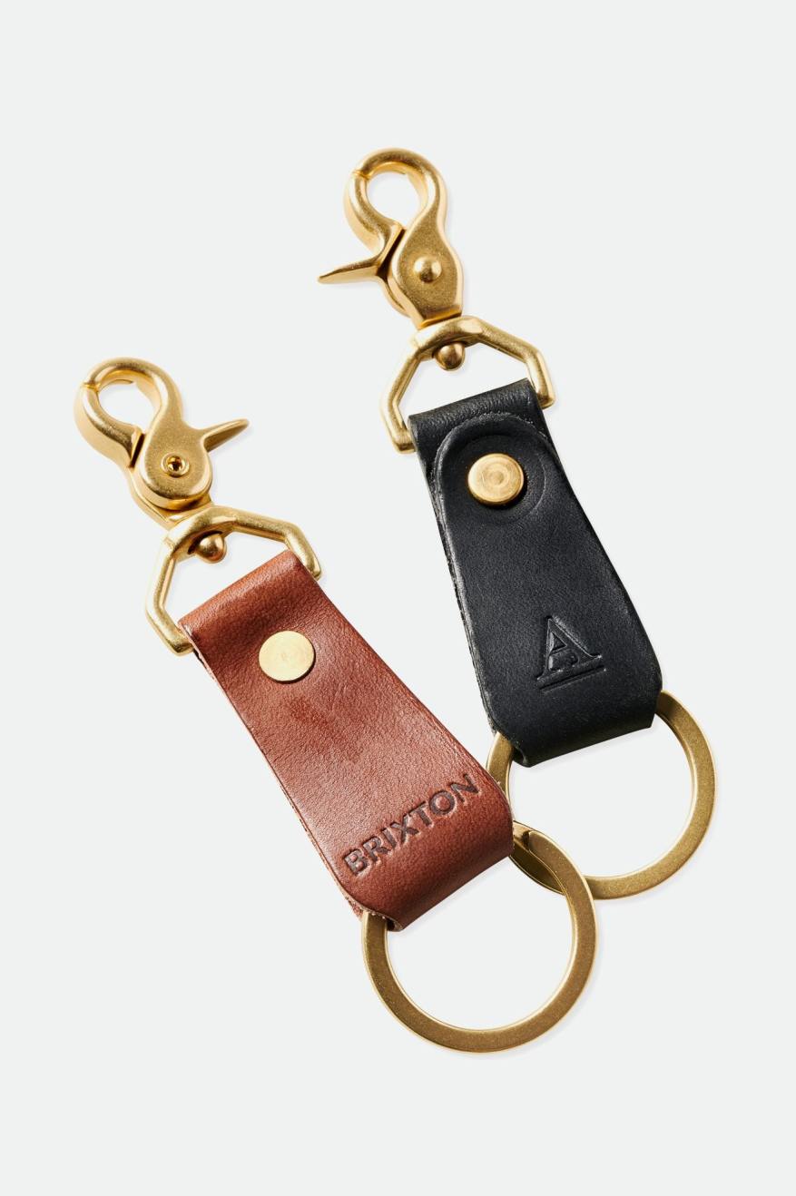 Brixton Artifact Leather Key Clip Unisex Accessories Brown | 295IXGMDK