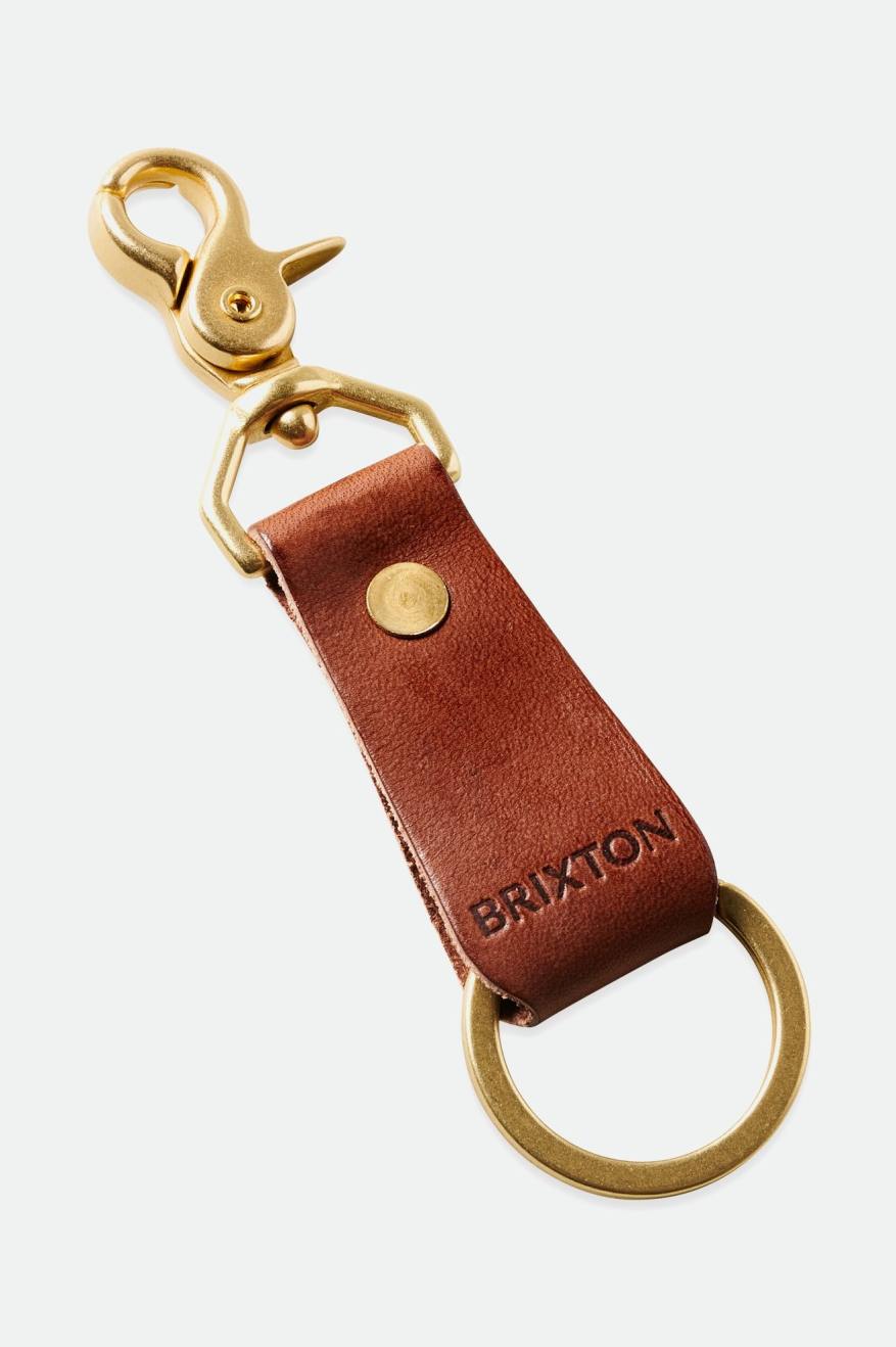 Brixton Artifact Leather Key Clip Unisex Accessories Brown | 295IXGMDK