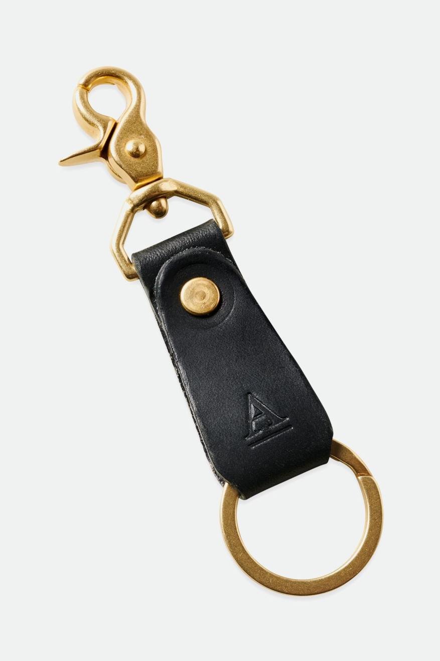 Brixton Artifact Leather Key Clip Unisex Accessories Black | 879BAGKRY