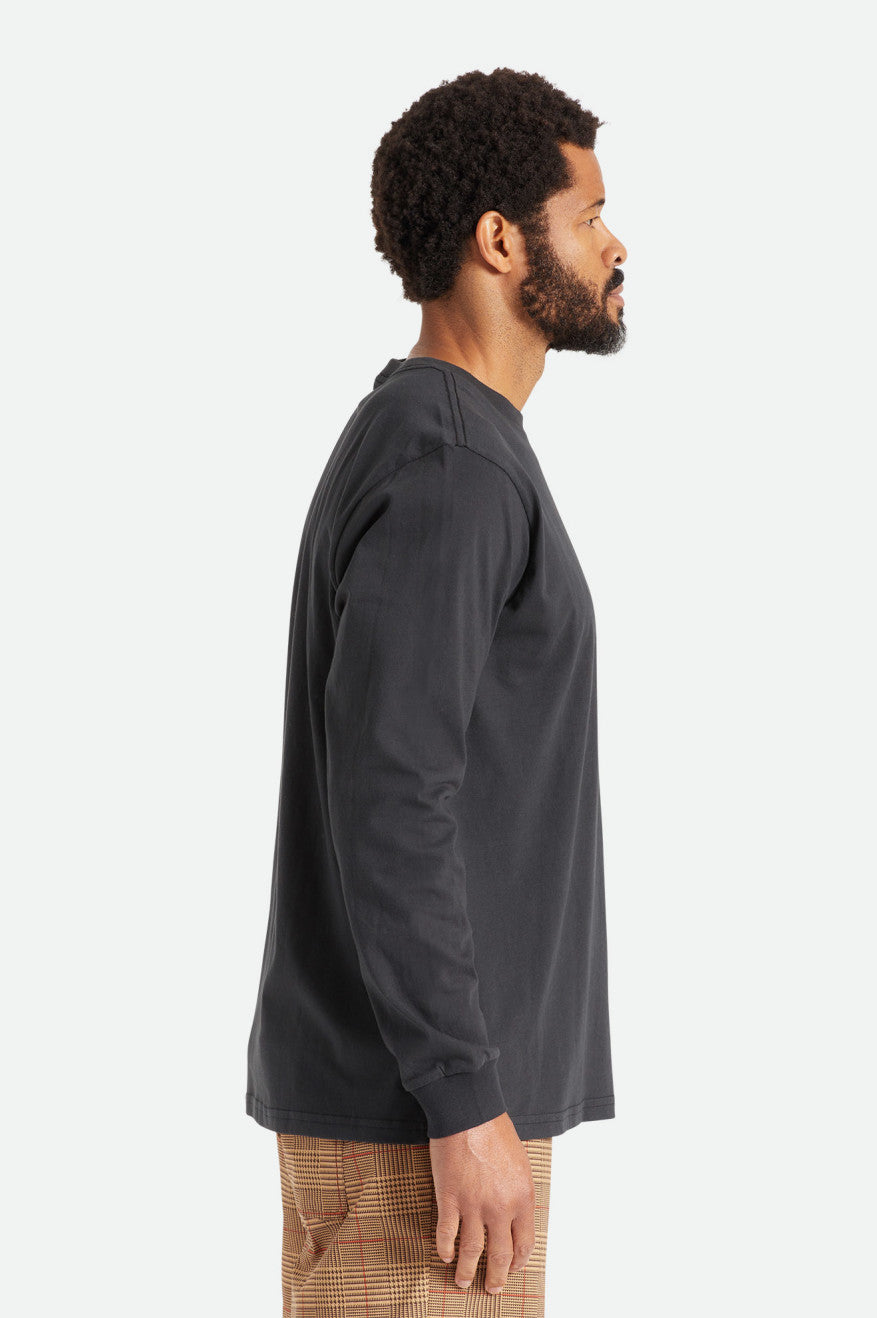 Brixton Basic L/S Pocket Men's Tops Black | 698JLCYKE