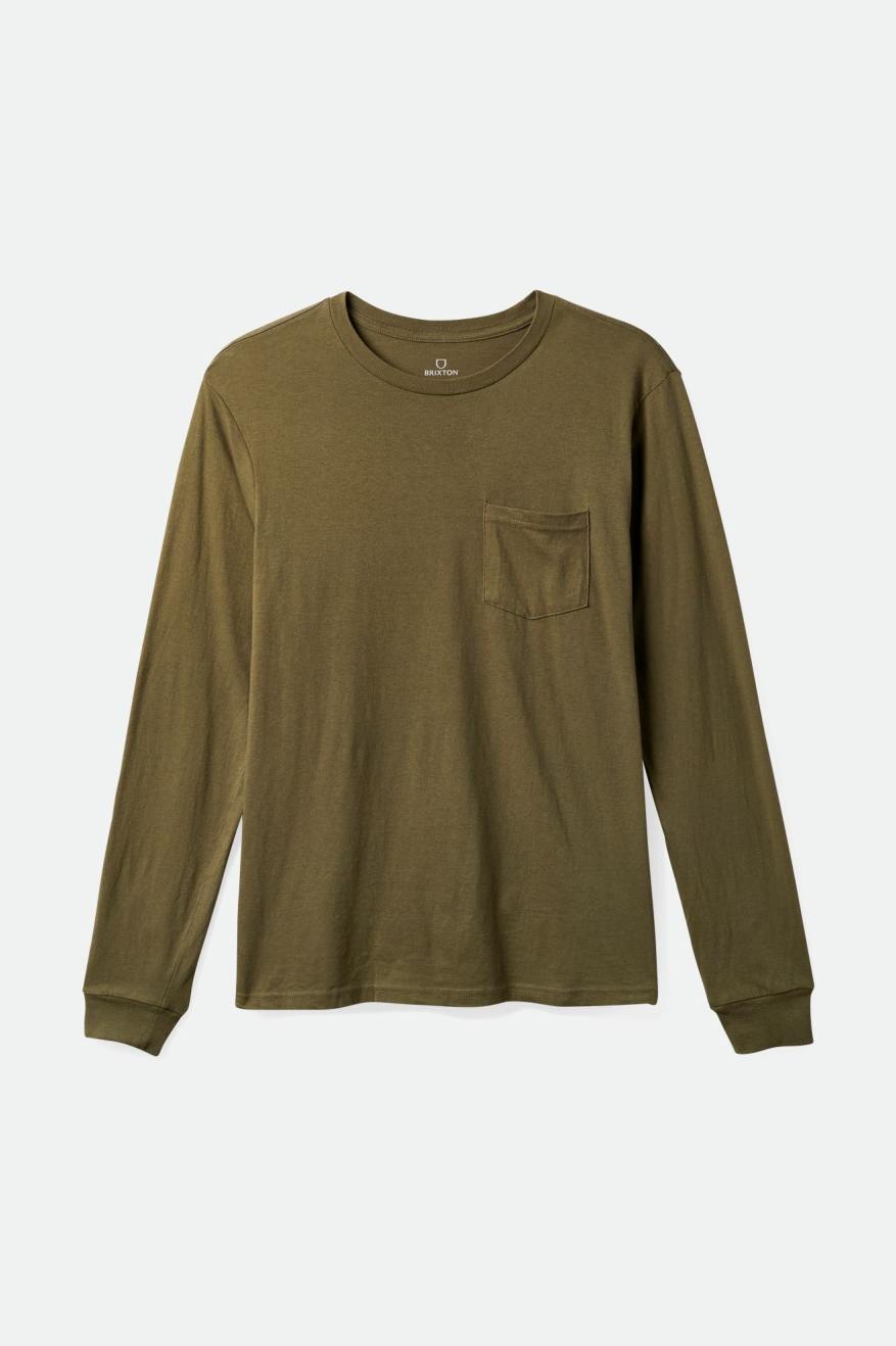 Brixton Basic L/S Pocket Men's Tops Olive | 752KEJXGB