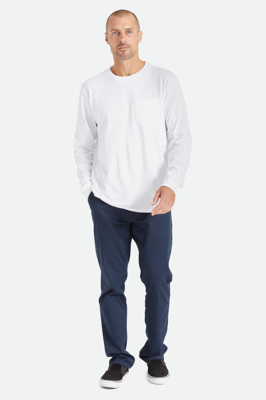 Brixton Basic L/S Pocket Men's Tops White | 536IOKQSP