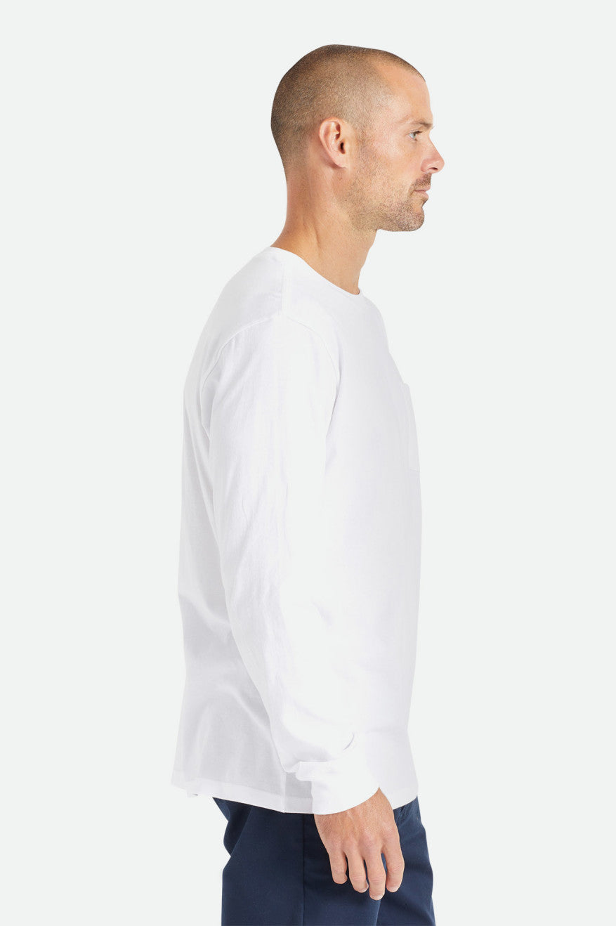 Brixton Basic L/S Pocket Men's Tops White | 536IOKQSP