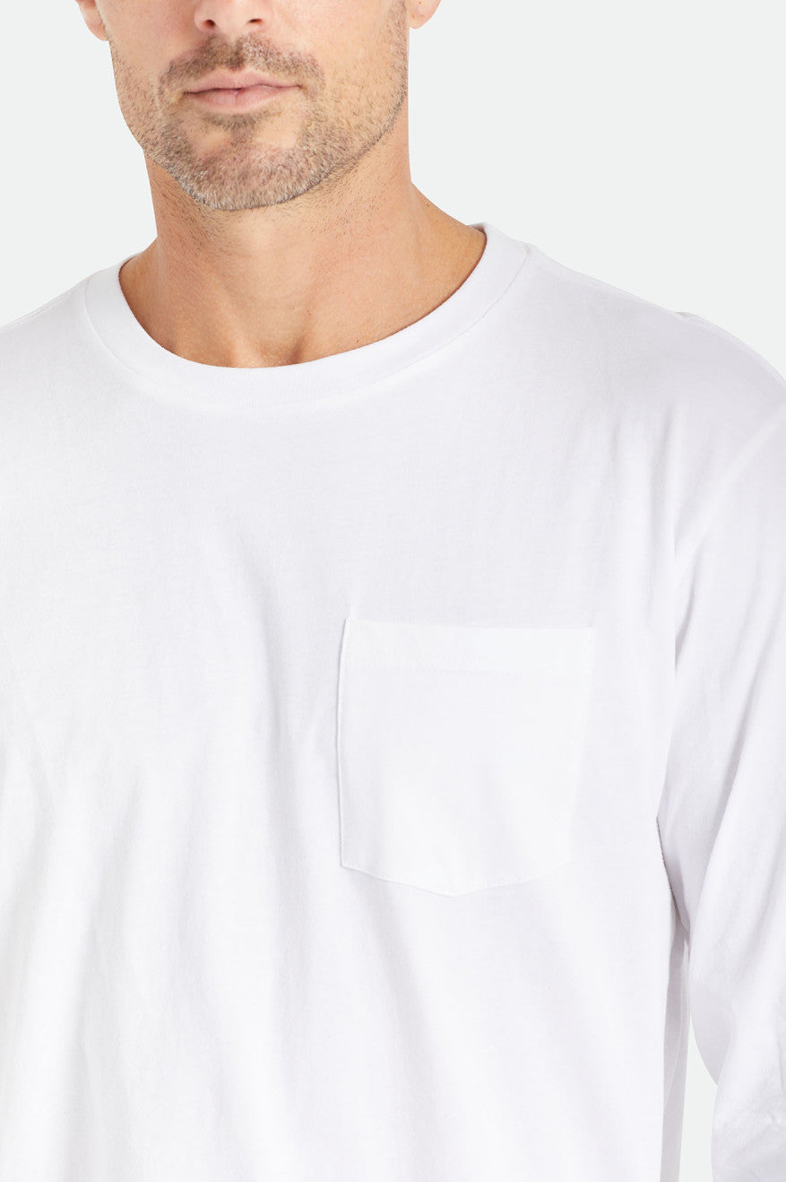 Brixton Basic L/S Pocket Men's Tops White | 536IOKQSP