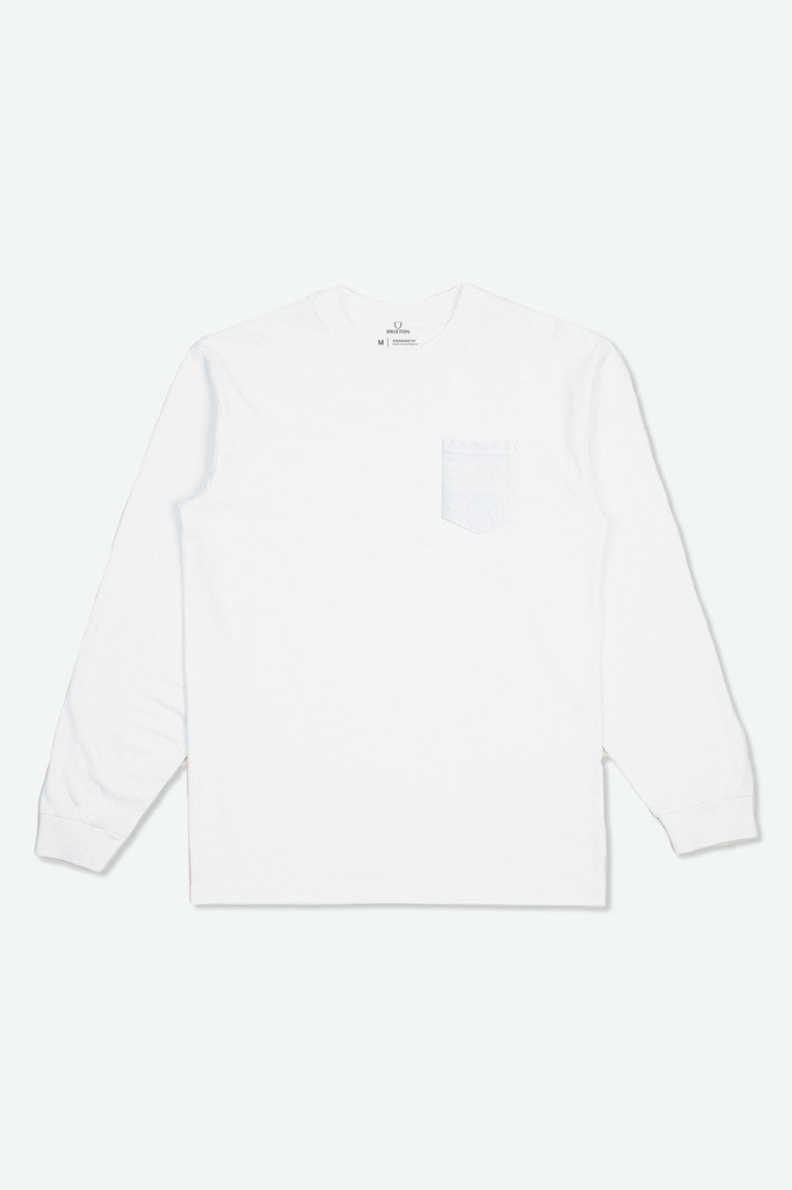 Brixton Basic L/S Pocket Men's Tops White | 536IOKQSP