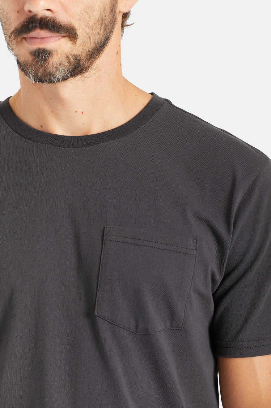 Brixton Basic S/S Pocket Men's Tops Black | 234EKAUXC