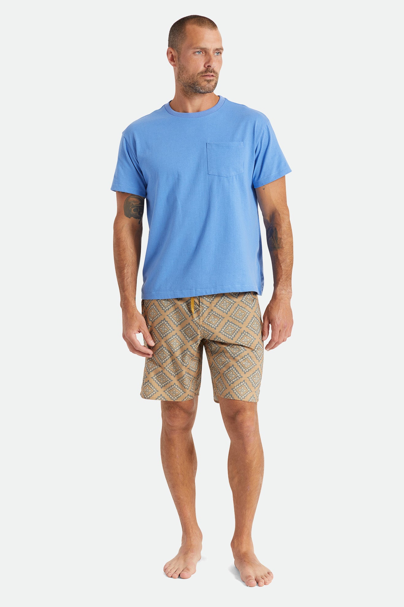 Brixton Basic S/S Pocket Men's Tops Blue | 916EQTAXB