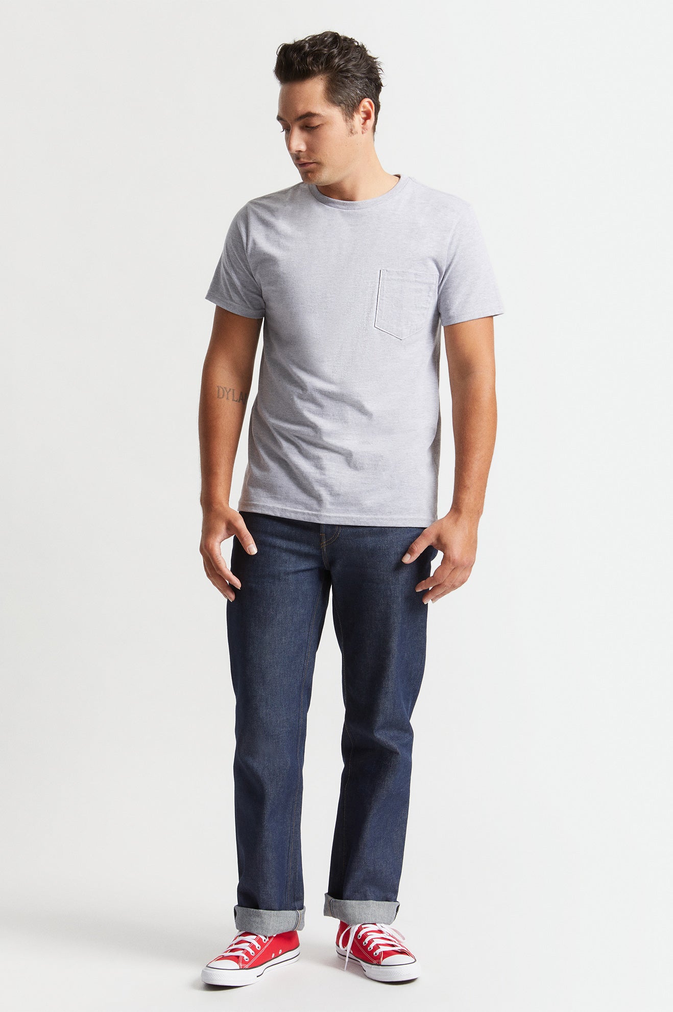 Brixton Basic S/S Pocket Men's Tops Grey | 145YJUKEX