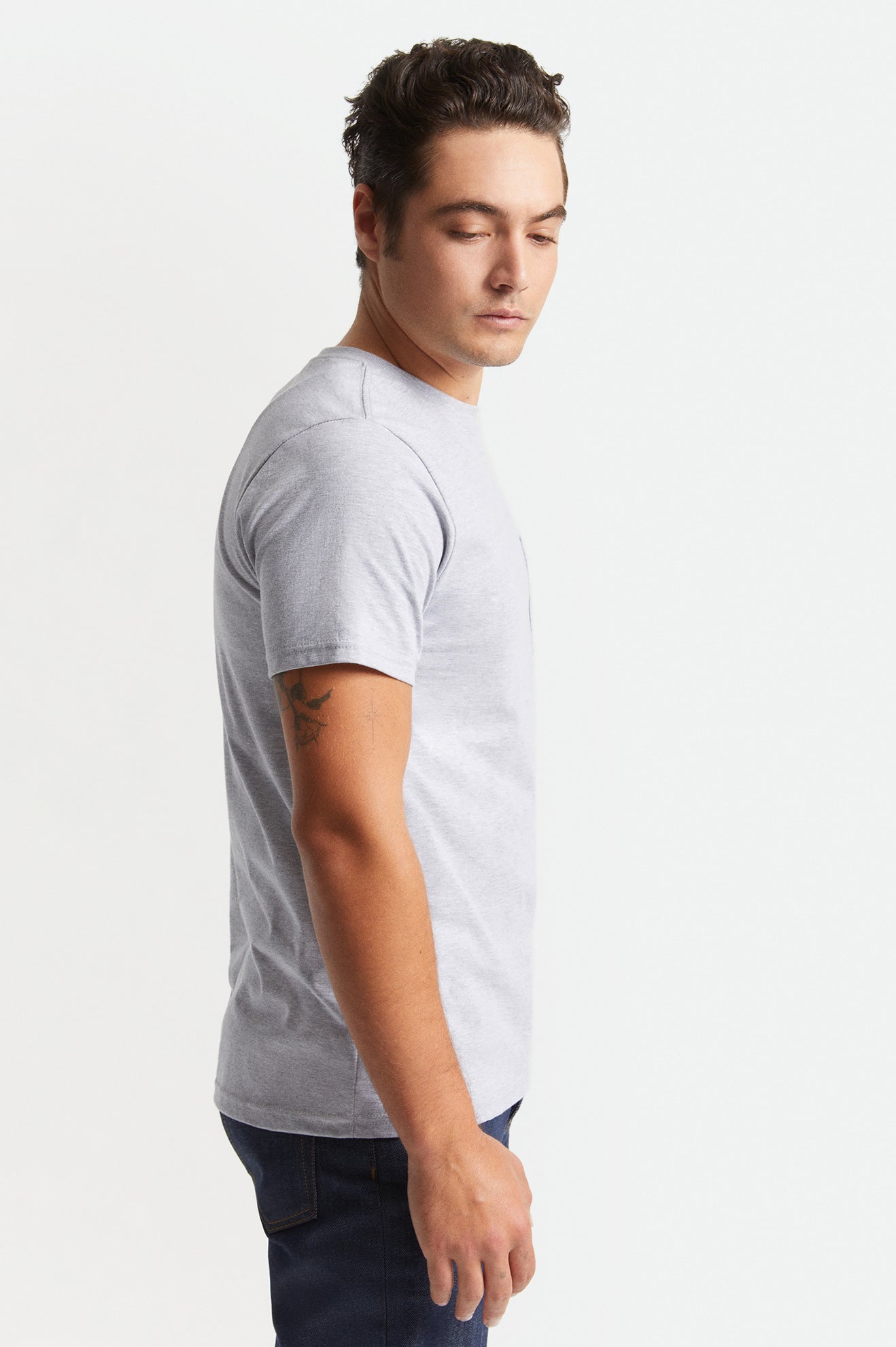 Brixton Basic S/S Pocket Men's Tops Grey | 145YJUKEX