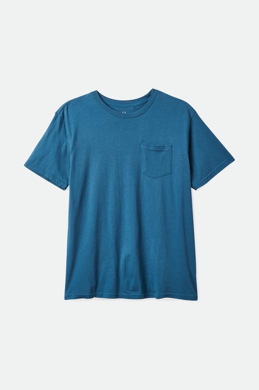 Brixton Basic S/S Pocket Men's Tops Turquoise | 952QRNMKG