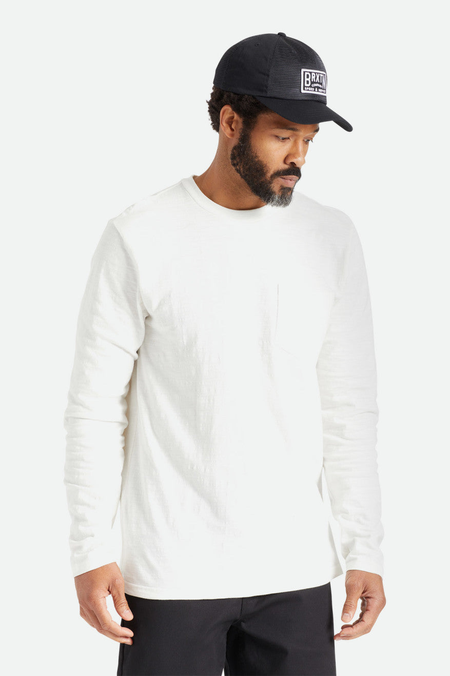 Brixton Basic Slub L/S Pocket Men\'s Knitwear White | 172NEKGUQ