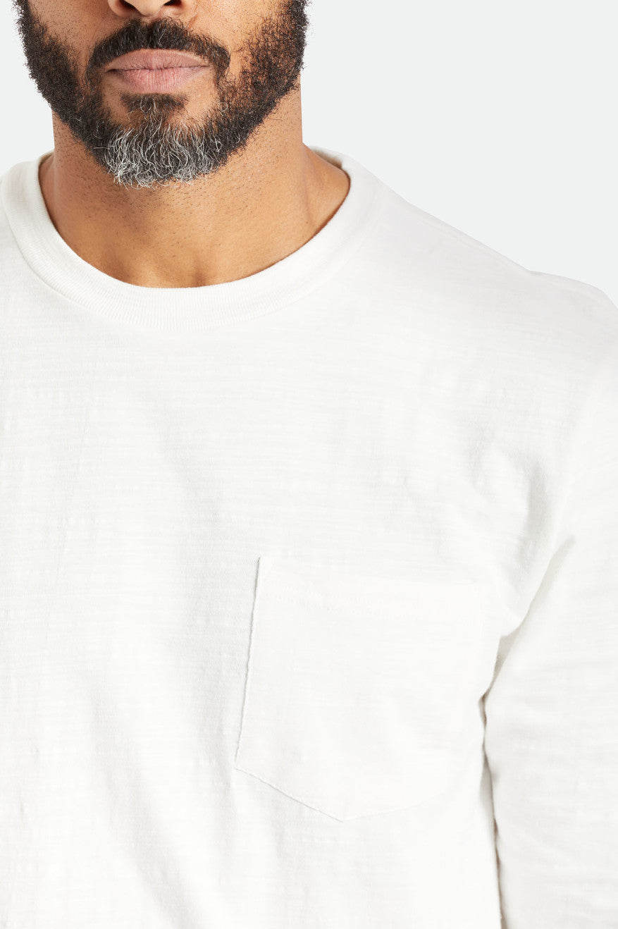 Brixton Basic Slub L/S Pocket Men's Tops White | 420QWPTHG