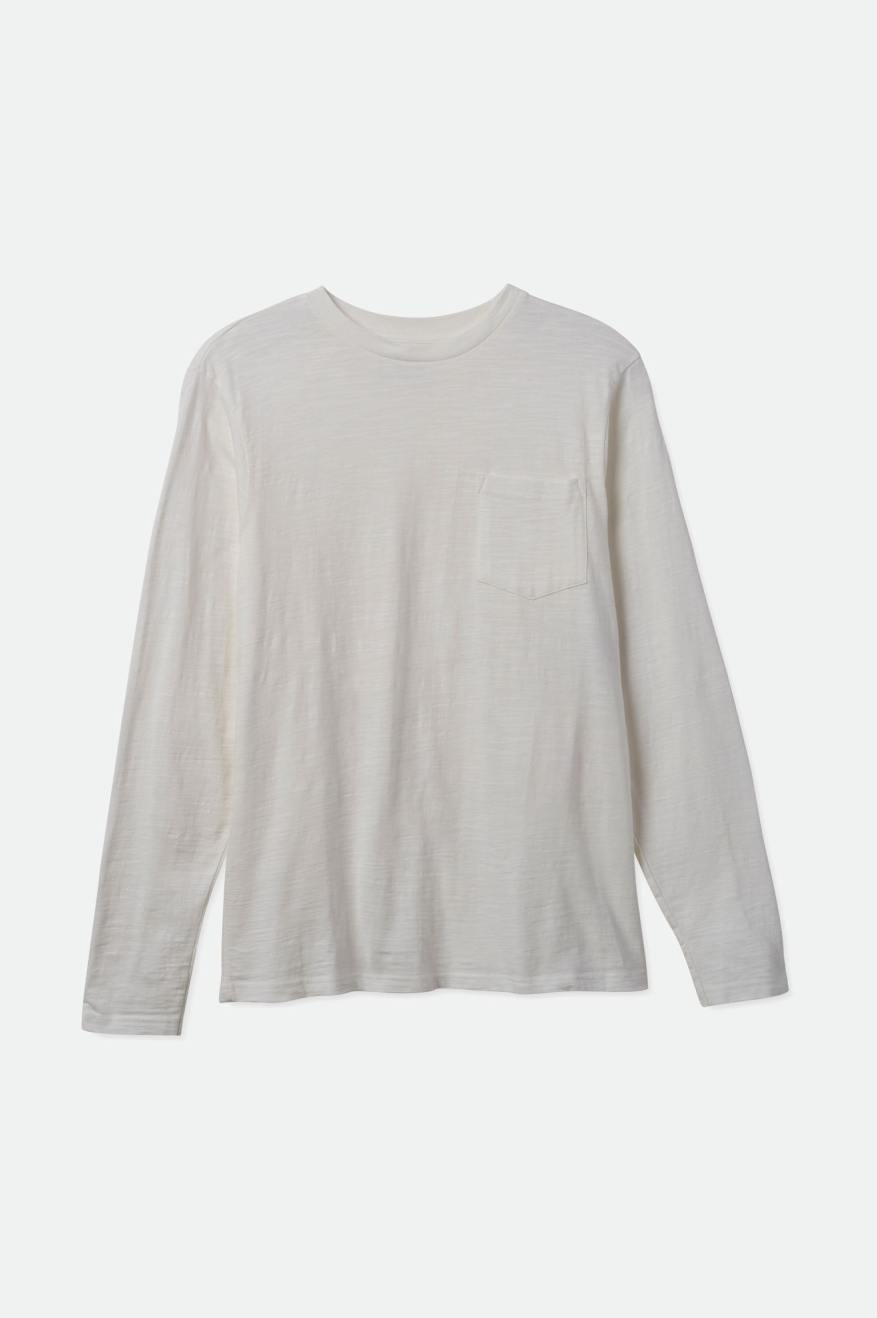 Brixton Basic Slub L/S Pocket Men's Tops White | 420QWPTHG