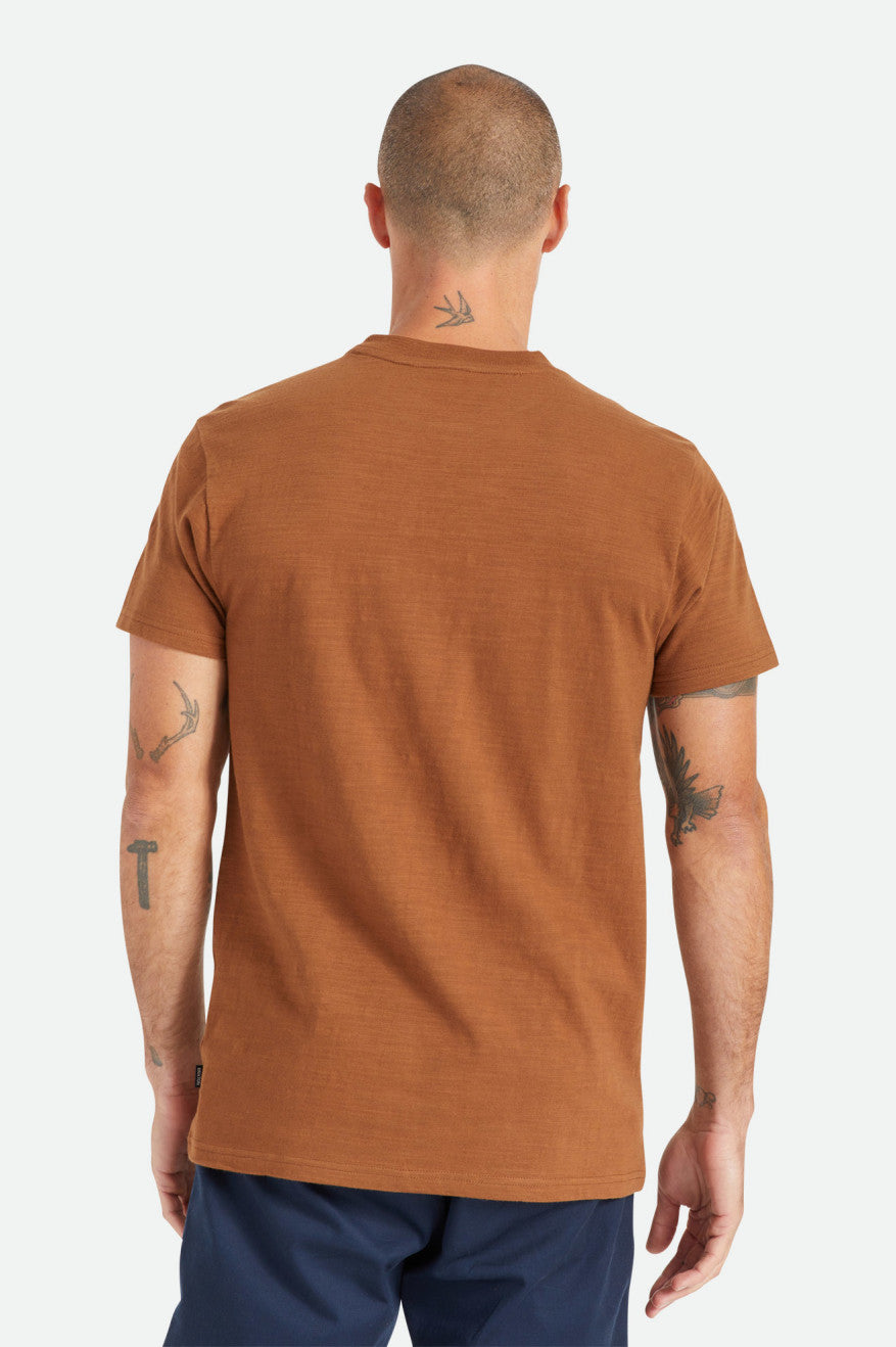 Brixton Basic Slub S/S Henley Men's Knitwear Brown | 275DTWJIU