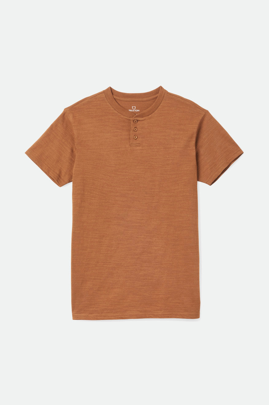 Brixton Basic Slub S/S Henley Men's Knitwear Brown | 275DTWJIU